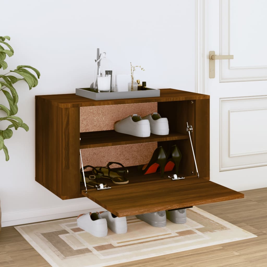 Vidaxl Wall Shoe Cabinet 70x35x38 cm Pine solide Browniken
