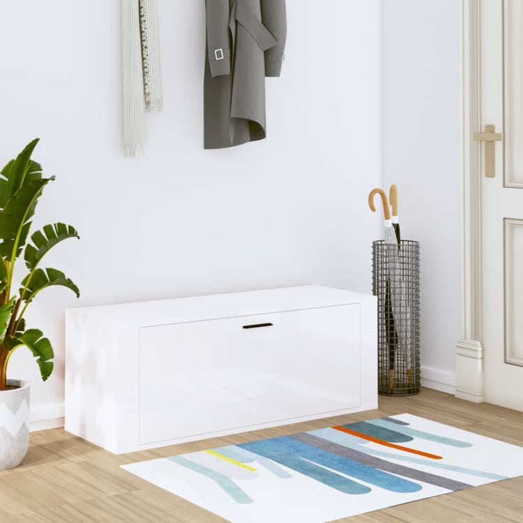 Armoire à chaussures murales vidaxl 100x35x38 cm en bois de bois haute brillant blanc