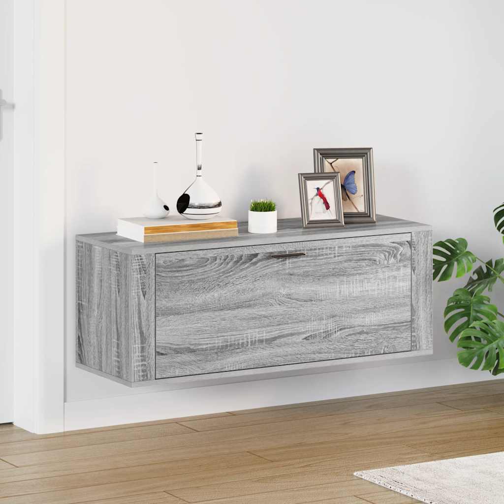 Armoire à chaussures murales vidaxl 100x35x38 cm en bois de bois de gris sonoma