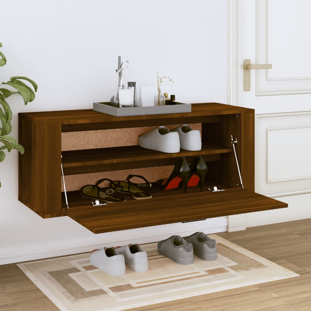 Mur de l'armoire à chaussures Vidaxl - Mouplé 100x35x38cm Browniken en bois transformé 100x35x38cm