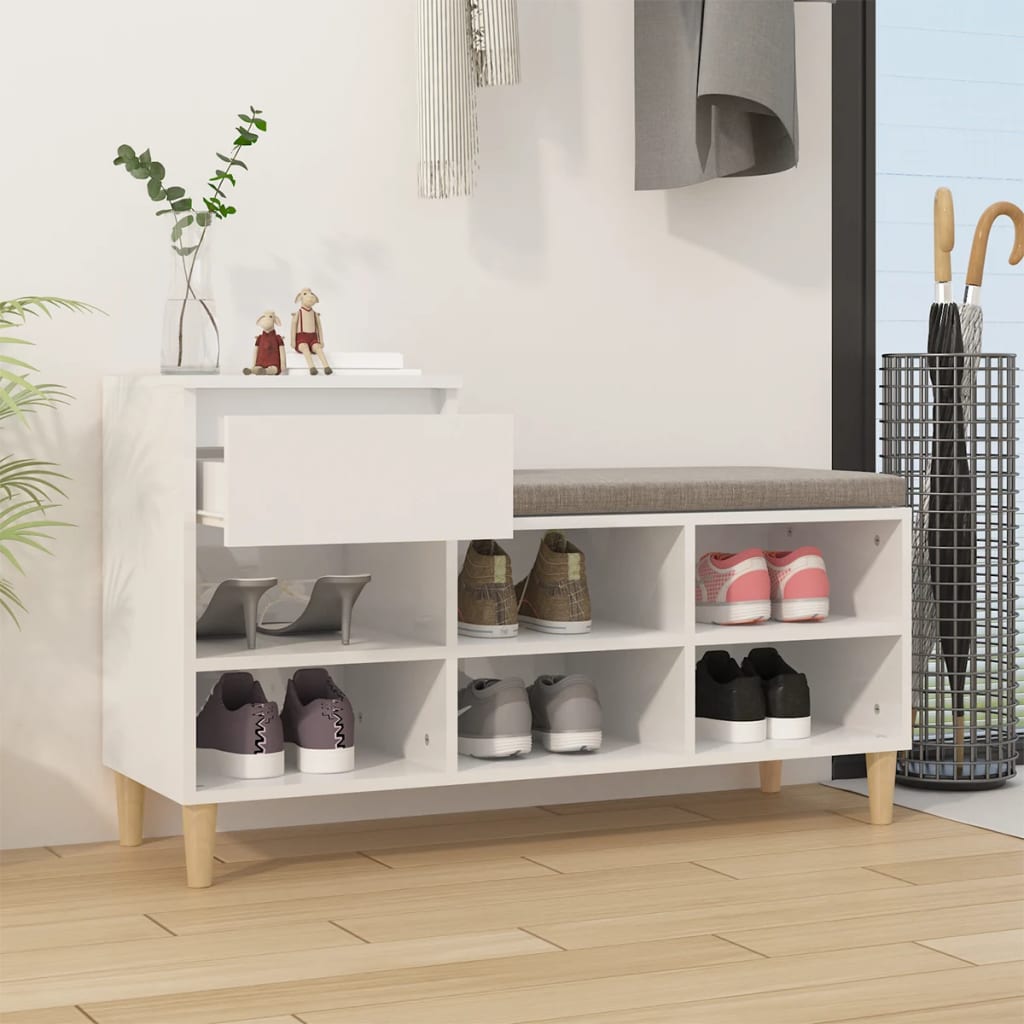 Armoire à chaussures Vidaxl 102x36x60 cm en bois de bois haut blanc