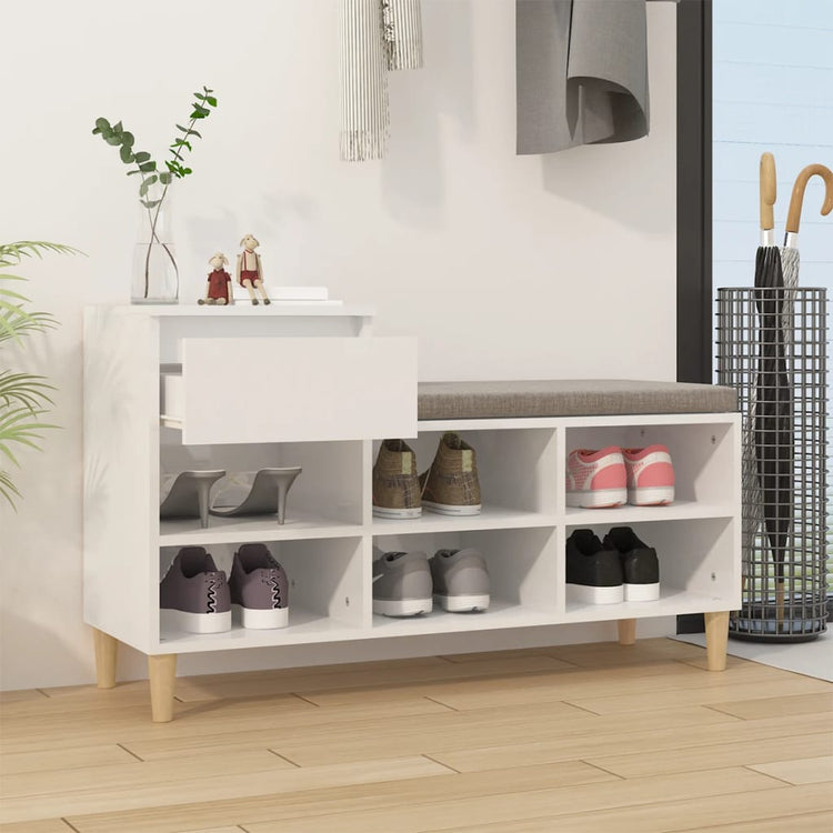 Armoire à chaussures Vidaxl 102x36x60 cm en bois de bois haut blanc