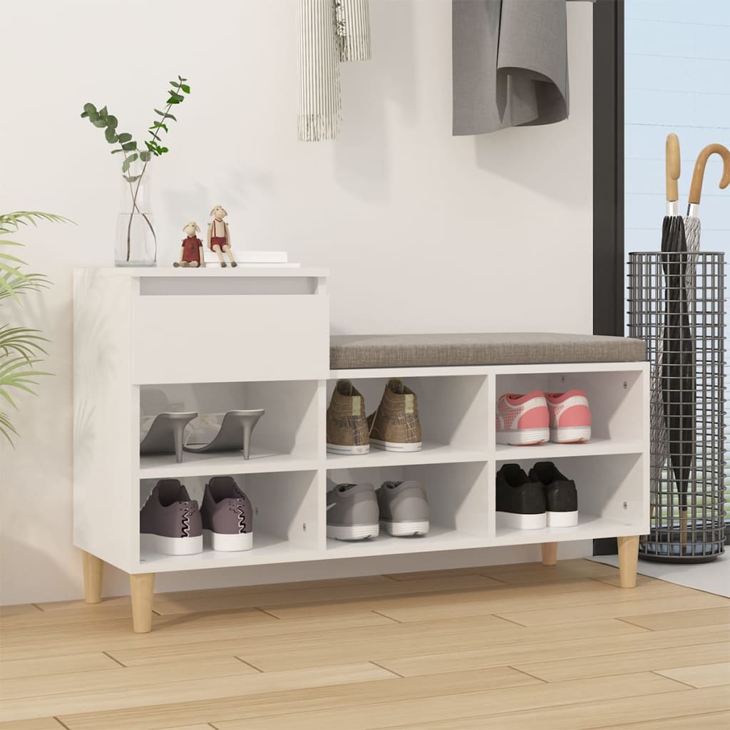 Armoire à chaussures Vidaxl 102x36x60 cm en bois de bois haut blanc