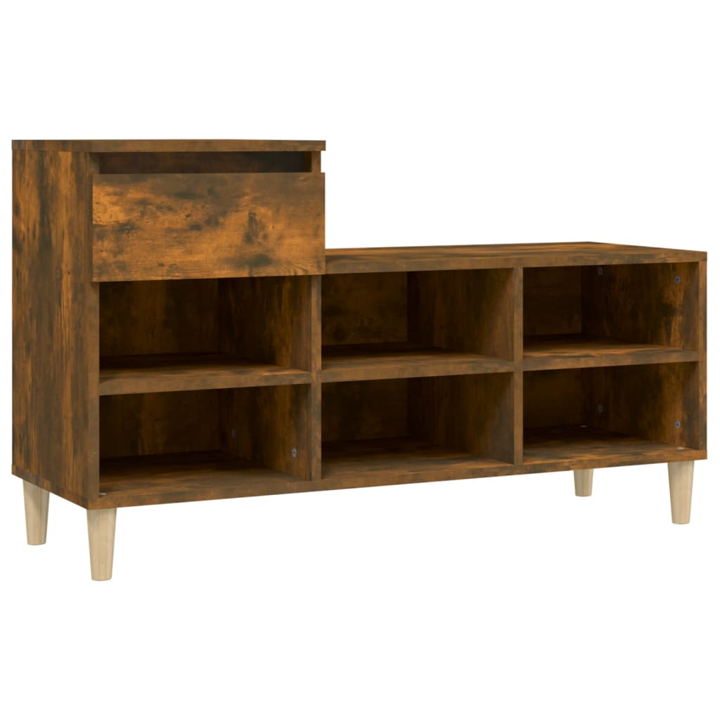 Armoire à chaussures Vidaxl 102x36x60 cm en bois de bois de bois fumé coloré