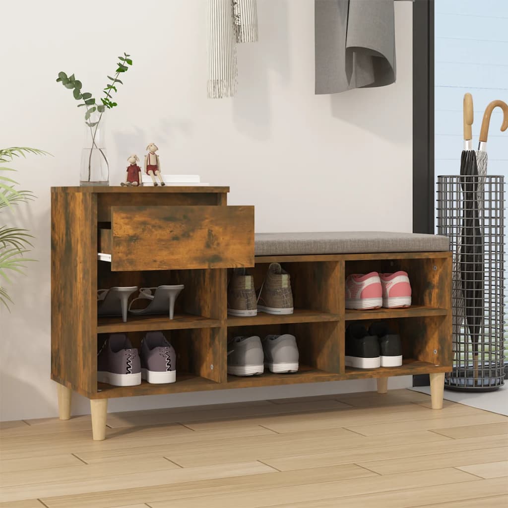 Armoire à chaussures Vidaxl 102x36x60 cm en bois de bois de bois fumé coloré