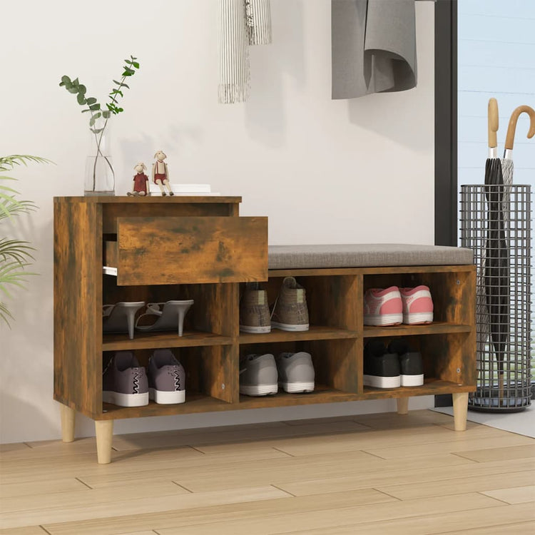 Armoire à chaussures Vidaxl 102x36x60 cm en bois de bois de bois fumé coloré