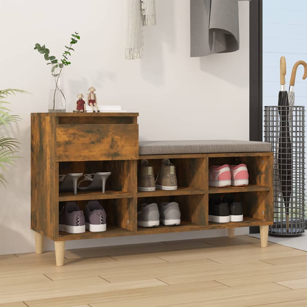 Armoire à chaussures Vidaxl 102x36x60 cm en bois de bois de bois fumé coloré