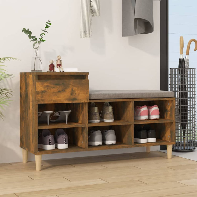 Armoire à chaussures Vidaxl 102x36x60 cm en bois de bois de bois fumé coloré