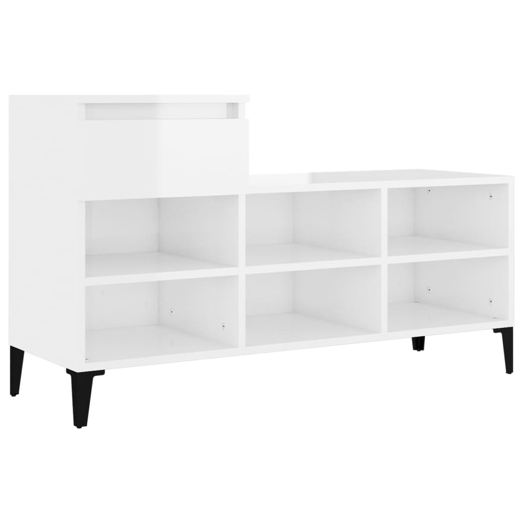 Armoire à chaussures Vidaxl 102x36x60 cm en bois de bois haut blanc