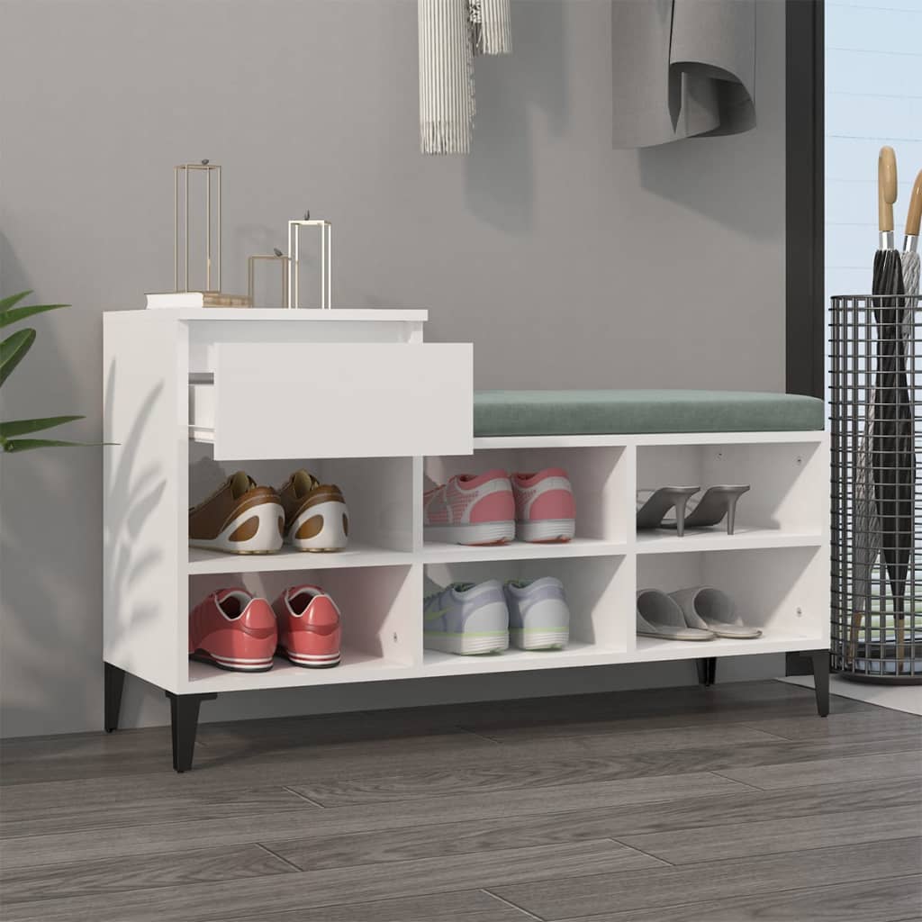 Armoire à chaussures Vidaxl 102x36x60 cm en bois de bois haut blanc