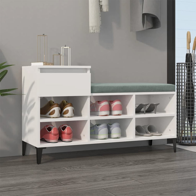 Armoire à chaussures Vidaxl 102x36x60 cm en bois de bois haut blanc