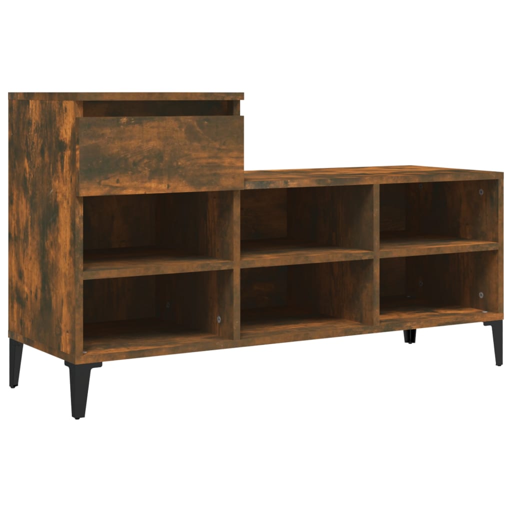 Armoire à chaussures Vidaxl 102x36x60 cm en bois de bois de bois fumé coloré