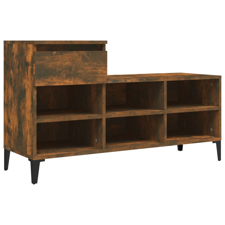Armoire à chaussures Vidaxl 102x36x60 cm en bois de bois de bois fumé coloré