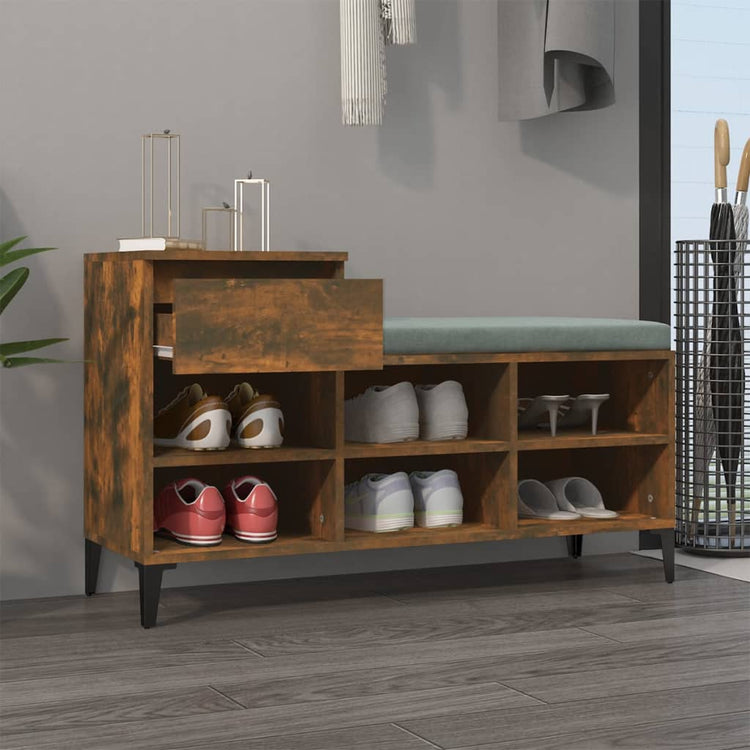 Armoire à chaussures Vidaxl 102x36x60 cm en bois de bois de bois fumé coloré