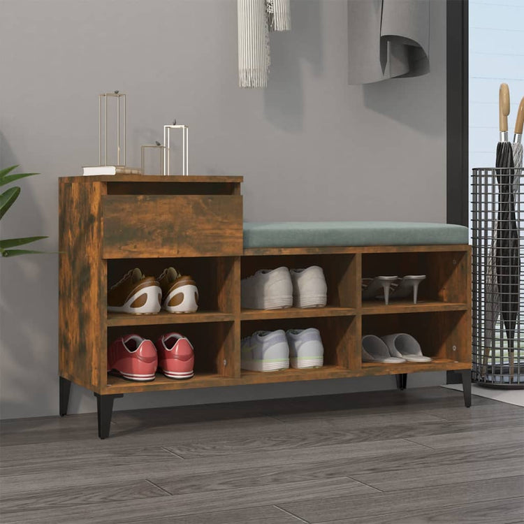 Armoire à chaussures Vidaxl 102x36x60 cm en bois de bois de bois fumé coloré