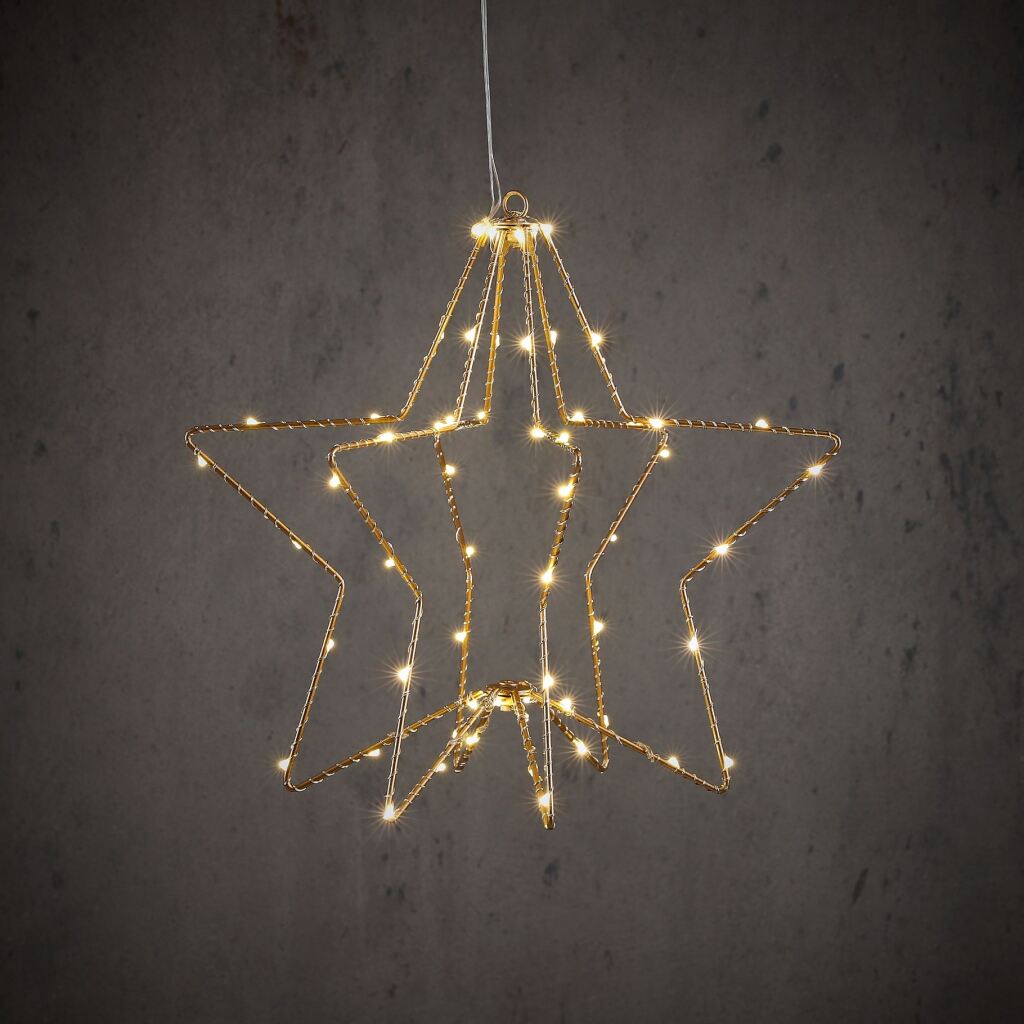 Edelman étoile suspendue or blanc chaud 60led bo - h32xd30cm | 3 pièces