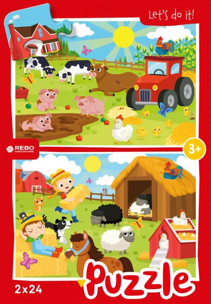 Rebo puzzle 2x24 pièces - ferme anima