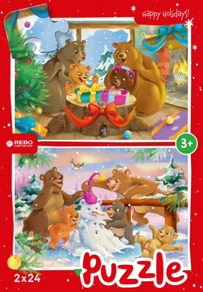 Rebo Productions Christmas Bears Legpuzzel Junior 24 24 pièces