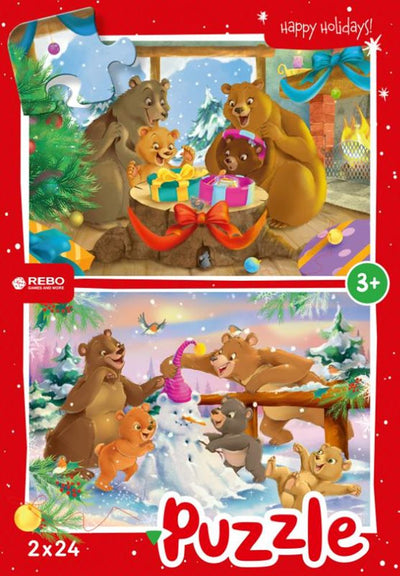 Rebo Productions Christmas Bears Legpuzzel Junior 24 24 pièces