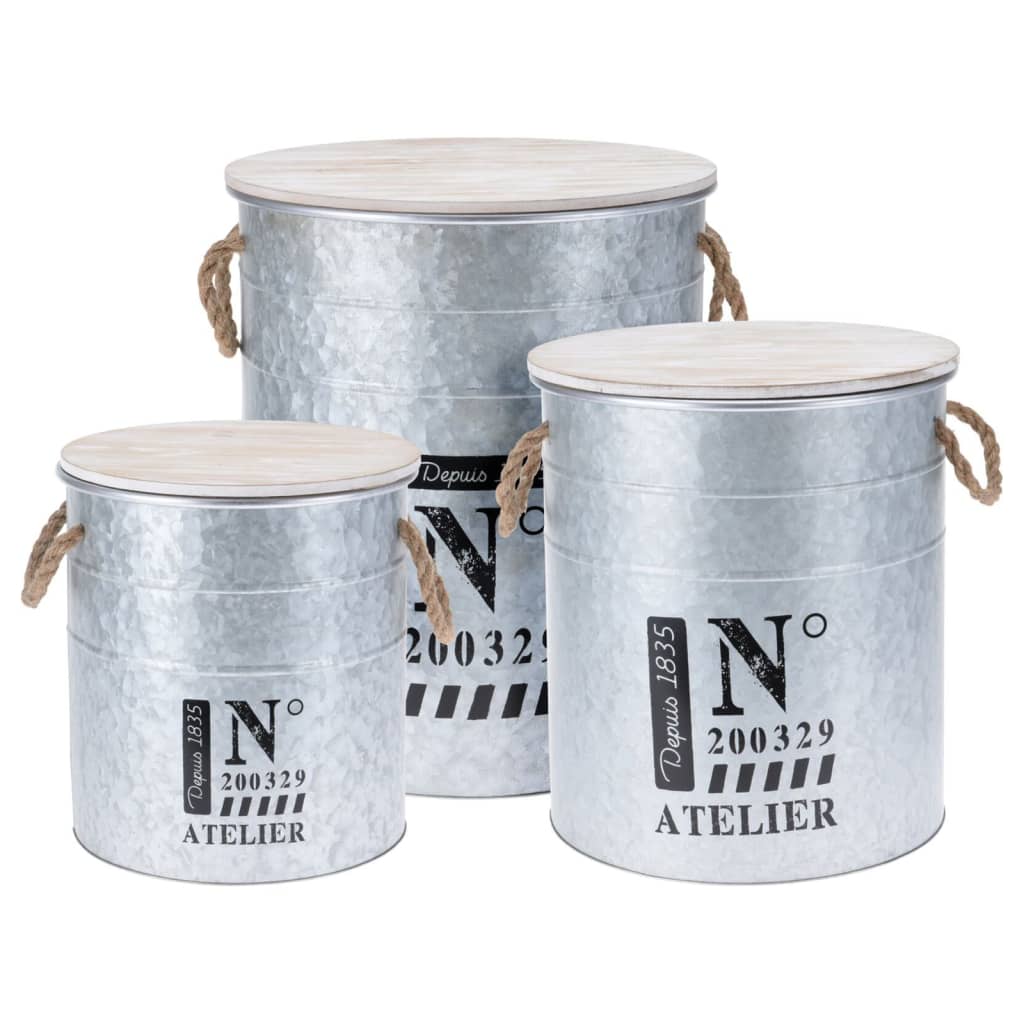 Collection H S Collection H S Set Box de stockage en 3 parties avec corde zinc
