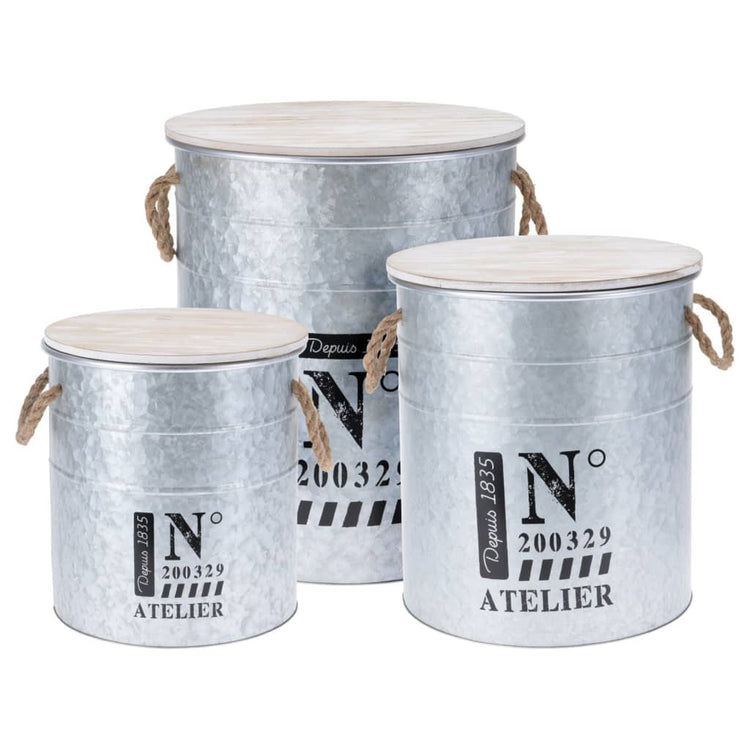 Collection H S Collection H S Set Box de stockage en 3 parties avec corde zinc