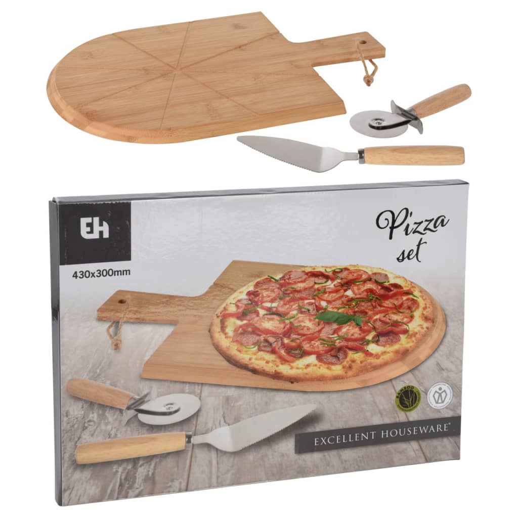 Excellent ustensine ménage maison en 3 parties Pizzasnijs Set 43x30 cm BAMBOO
