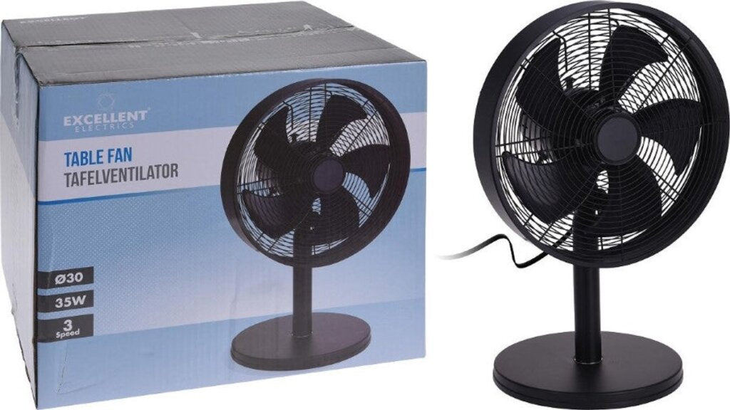 Excellent ventilateur de table électrique 3 vitesses 40 w 35x27x57 cm noir