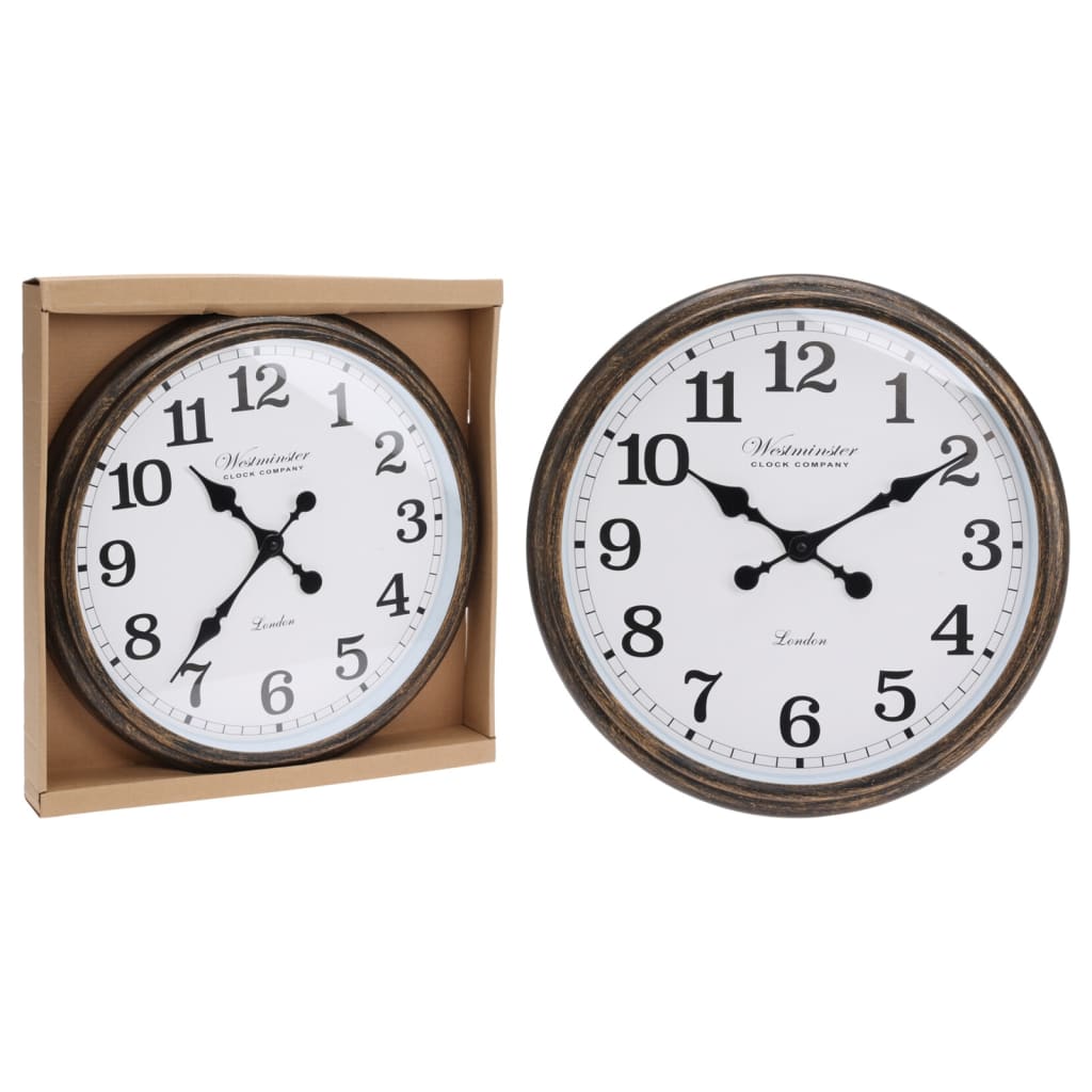 Collection H S Horloge murale de collection London blanc et marron