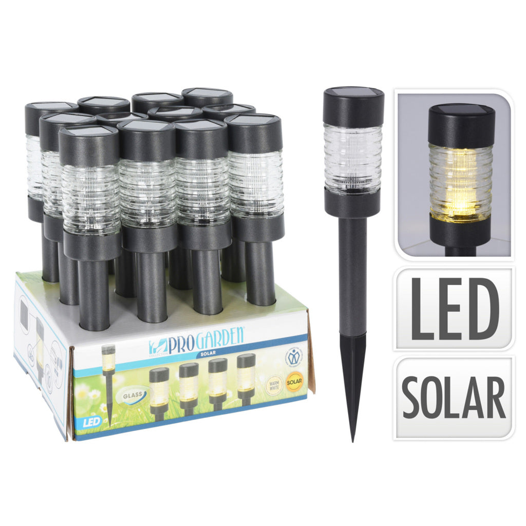 Pro Jardin Pro Garden Solarlamp anthracite Verre en acier inoxydable