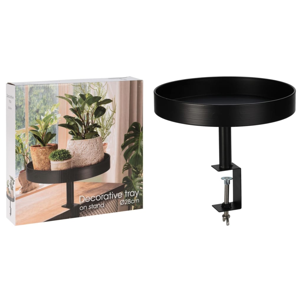 H S Collection H S Collection Plateau avec pince décorative 28x26 cm noir