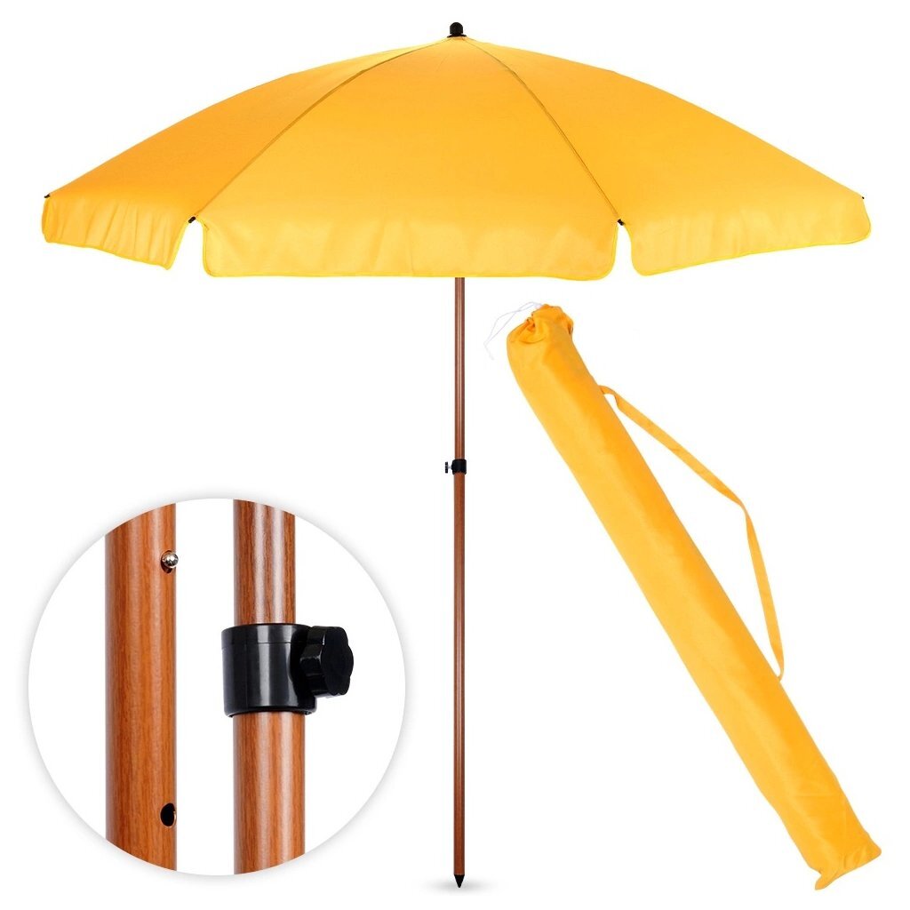 Parasol autres marques aspect bois 220 cm jaune