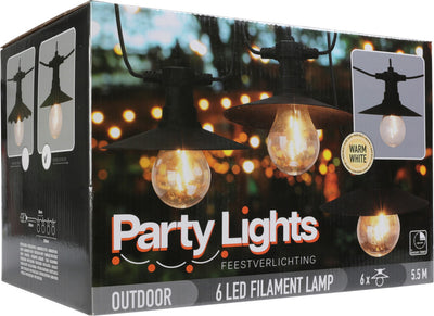 Pro garden party allume l'éclairage extérieur 6 lampes à incandescence LED blanc chaud 5,5 mètres éclairage de fête pour l'extérieur