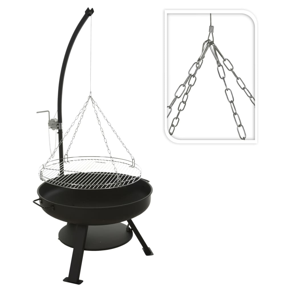 Ambiance Fire Bowl Ø60 cm avec gril barbecue Ø55 cm en métal