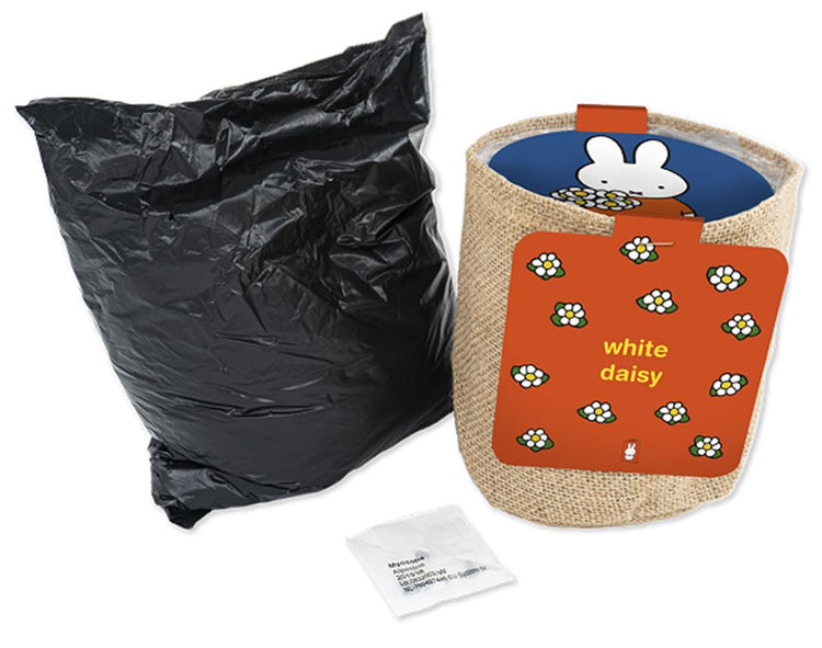 Sac en jute Miffy de marguerites blanches.
