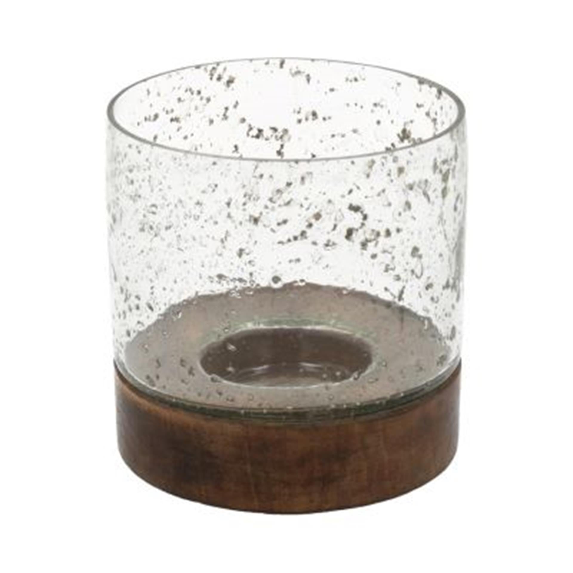 Hbx natural living bougeoir verre bulle h13d13 noir