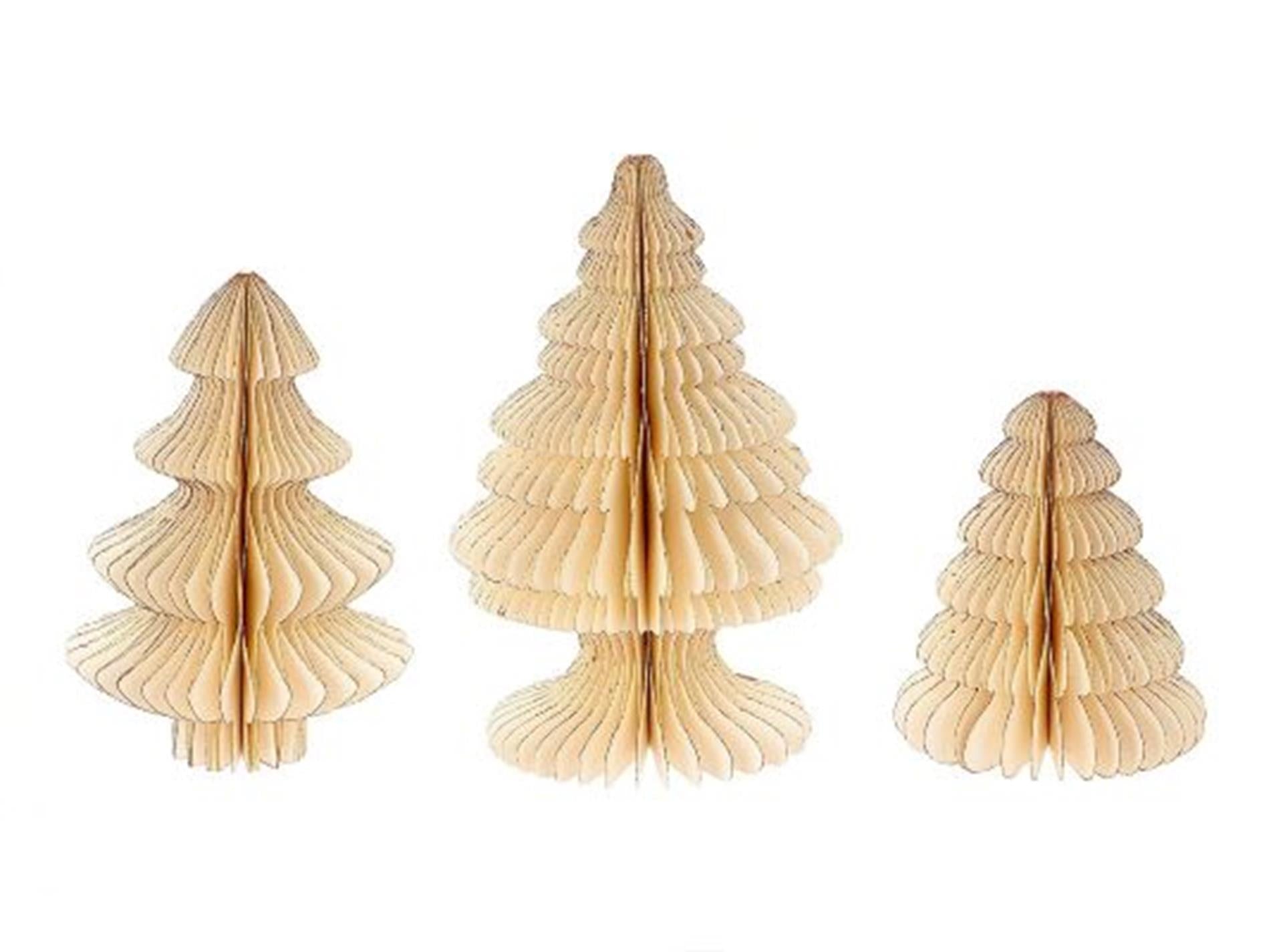 Hbx natural living papier d'arbre de Noël pliable 3 pièces blanc cassé