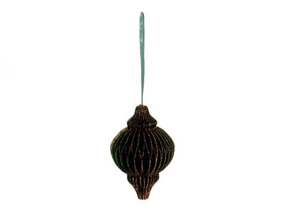 HBx natural living boule de Noël en forme d'oignon 15cm carton vert