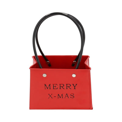 Hbx sac de pot de fleur vivant naturel modèle joyeux noël h12cm rouge