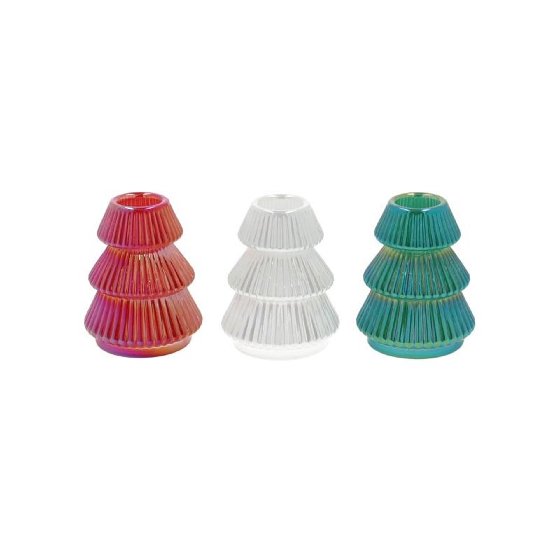 Hbx natural living bougeoir arbre de Noël verre h8cm
