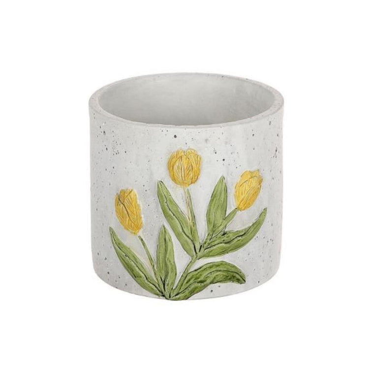Hbx natural living pot de fleur tulipe jaune ø12,5xh11,3cm