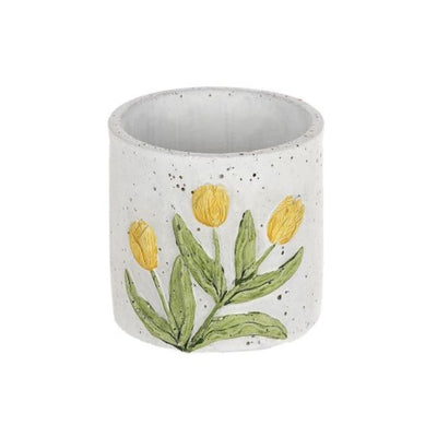 Hbx natural living pot de fleur tulipe jaune ø10,5xh10,3cm