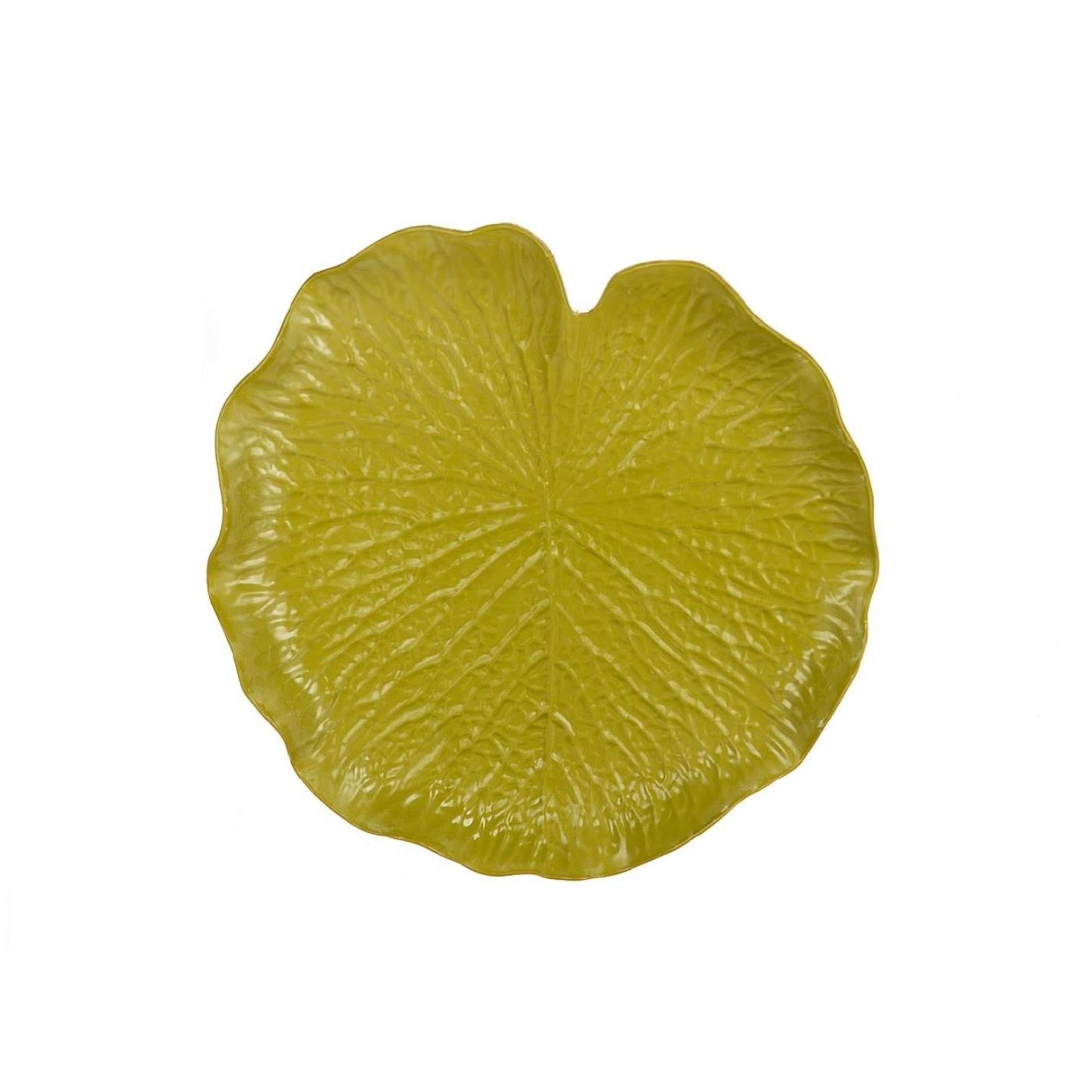 Hbx plateau naturel vivant forme de feuille mélam vert ø31xh3,5cm