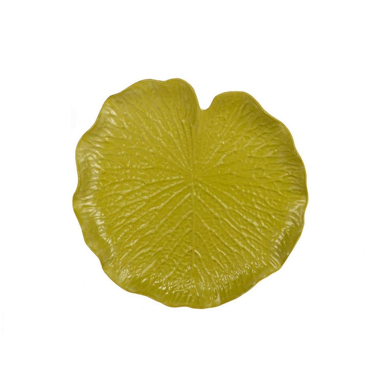 Hbx plateau naturel vivant forme de feuille mélam vert ø31xh3,5cm
