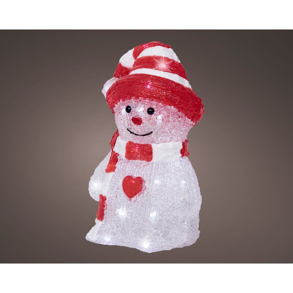 Autres marques décoration LED bonhomme de neige 13,3x16,8x25,2 cm acrylique rouge blanc