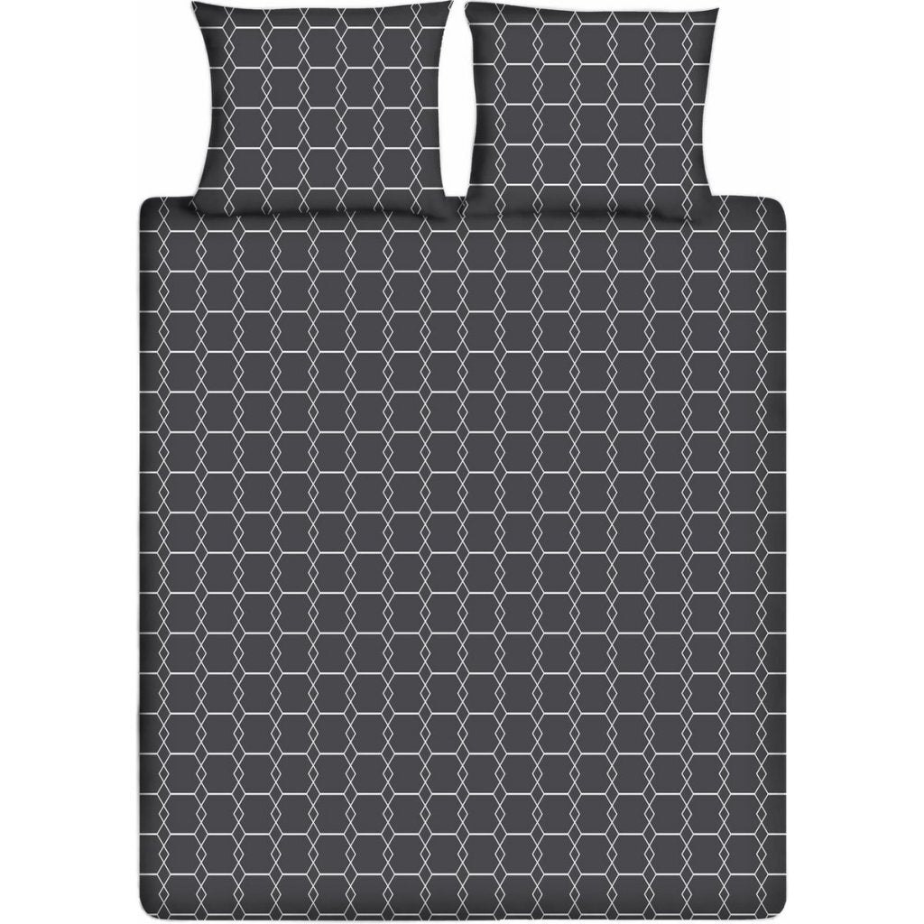Dix coton coton single couette couvercle 140x200 220 cm anthracite graphique