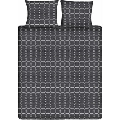 Dix coton coton single couette couvercle 140x200 220 cm anthracite graphique