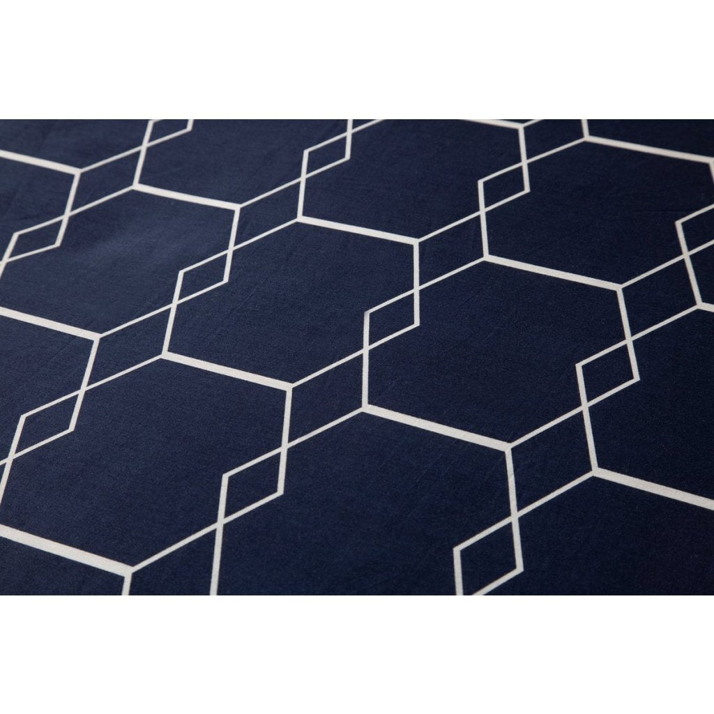 Dix coton coton single couvercle de couette 140x200 220 cm graphique bleu foncé