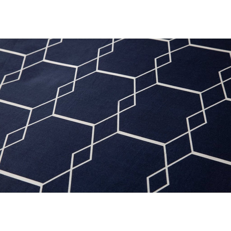 Dix coton coton single couvercle de couette 140x200 220 cm graphique bleu foncé