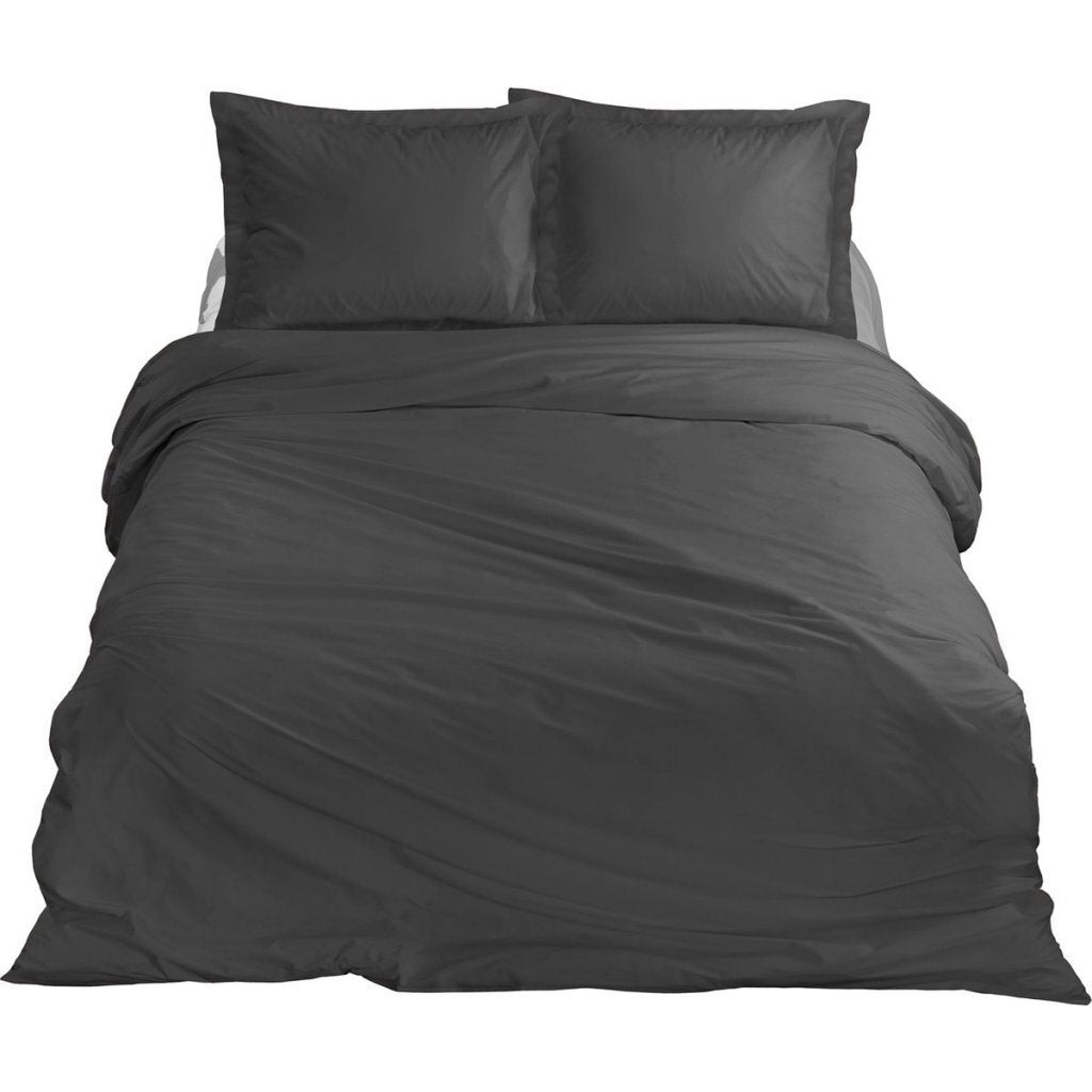 Dix coton coton satin single couvercle de couette 140x200 220 cm anthracite