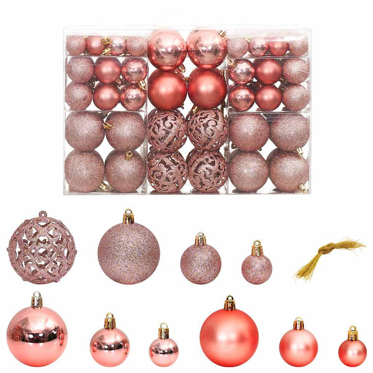 Vidaxl Boules de Noël 100 st 3 4 6 cm rose et rosé